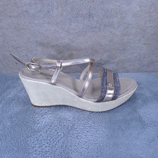 Black Giardini Women's Sandal Leather Closure With Buckle Sz 38 Beige