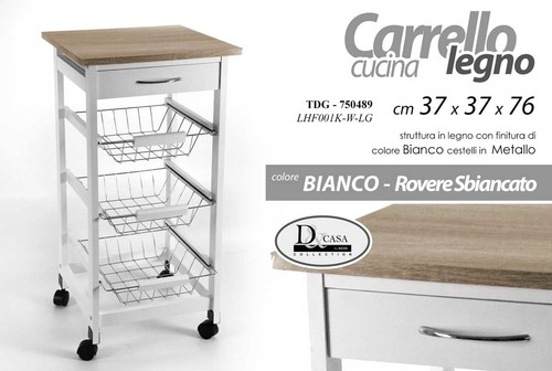 Carrello cucina legno ceste - legno, 3