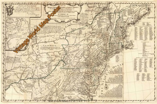 Poster vintage 1776 mappa - , del