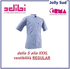 Camicia a maniche corte in tinta unita celete professionale da lavoro con tasche