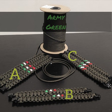 3 Bracciali In Paracord ARMY Green Italia Esercito  Fatti A Mano  