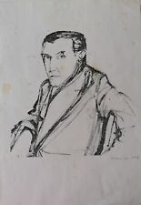 COPIA RITRATTO SCRITTORE SALVATORE CAMBOSU FIRMATO MARIA LAI SU CARTA  30X42 CM