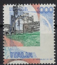VARIETÀ CASTELLI COLORI E SCRITTE FUORI REGISTRO. FRANCOBOLLO NUOVO ANNO 1980