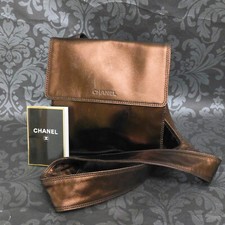 Borsa a tracolla CHANEL pelle di agnello bronzo marrone borsa a tracolla #240...