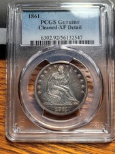 1861-P Mezzo dollaro seduto XF