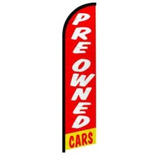 Preowned Cars (RD/WH) Windless Full Sleeve Advertising Used Cars Banner Flag