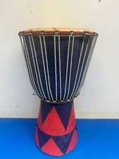 Bongo africano Djembe tamburo legno dipinto a mano altezza 43 cm, larghezza 22 cm
