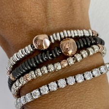 Dodo Pomellato Bracciale Argento Oro Rosa Rondelle Granelli Maxi Pepita Unisex