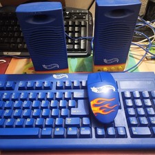 Mouse e tastiera computer USB Hot Wheels Patriot PC + altoparlanti vintage 1999