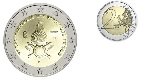 Moneta euro vigili del - 2, fuoco