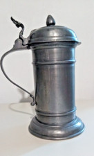 Boccale Tankard  antico peltro massiccio molti punzoni Old Pewter Zinn Etain