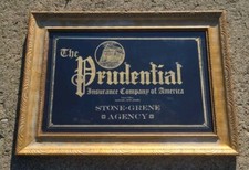 Rara insegna pubblicitaria antica vetro foglia oro rovescio gasolio prudenziale vintage