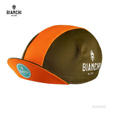 Cappellino ciclismo classico Bianchi Milano NEON: VERDE OLIVA/ARANCIONE - MADE IN iTALY!