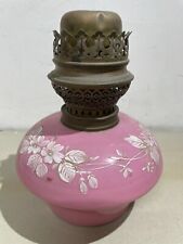 ANTICA LAMPADA_VETRO OPALINE ROSA_ARTISTICO DECORO FLOREALE_LUME DA COLLEZIONE