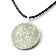 Collana moneta italia 100 lire - collana,