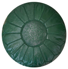 Pouf in pelle marocchina verde