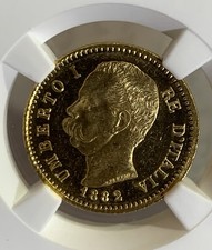 💥1882 R ITALY GOLD 20 LIRE