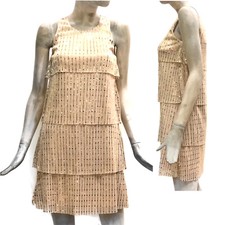 Maidoma Vestito Donna Abito da Cerimonia Oro con Paillettes Mini Dress Corto