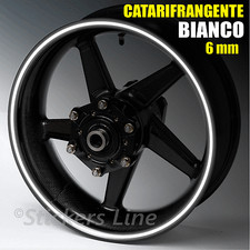 Nastro adesivi strisce ruote catarifrangenti BIANCO riflettente 6mm cerchi moto