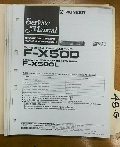 Pioneer x500 manuale di - f,