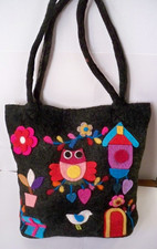 BORSA SHOPPER A SPALLA LANA COTTA GUFO GUFETTO ETNICO NEPAL