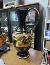 VASO ROMETTI IMITAZIONE GRANDE ANFORA GRECA VERSATOIO FIGURE NERE BROCCA '50 '60