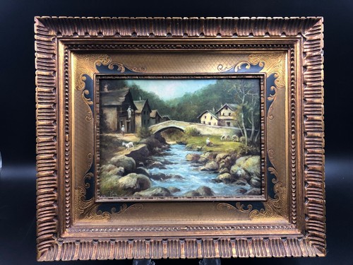 Quadro olio paesaggio - , ponte