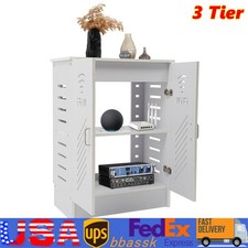 3-Tier WiFi Router Storage Cabinet Router Storage TV Power Strip Cable Organizer