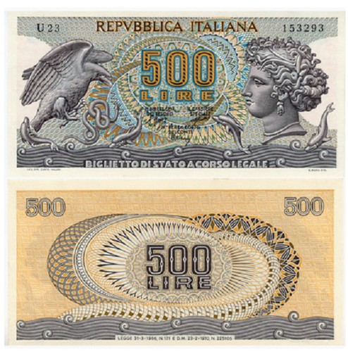 Banconota italia 500 lire 1970 - 500,