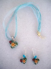 PARURE COLLANA E ORECCHINI CUORE HEART IN FIMO FATTI A MANO 