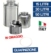 CONTENITORE BIDONE FUSTO PER OLIO IN ACCIAIO INOX 15 30 50 LT MADE ITALY 36183V/