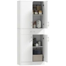 HOMCOM Credenza Cucina con 2 Armadietti, Cassetto e Ripiani Regolabili Bianco