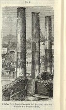 Stampa antica POZZUOLI TEMPIO di SERAPIDE Macellum Napoli 1890 Old antique print
