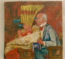 DANIELA ROMANO OLIO SU PERGAMENA  20 X 20  no Schifano no Angeli