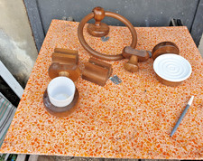 Set accessori da bagno Vintage in legno e ceramica vedi foto