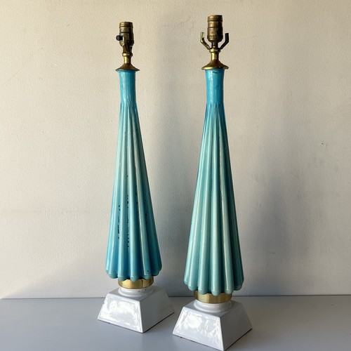 Mid century fluted blue - blue, lamps