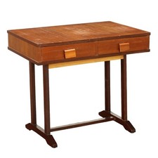 Piccolo Tavolo Vintage con Cassetti Impiallacciato in Teak Anni 60