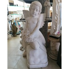Statua Angelo cm 100 in vero Marmo scolpito scultura putto giardino cimitero