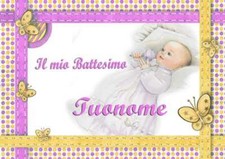 Cialda BATTESIMO CORNICE NOME ROSA Decorazione Torta Ostia o Zucchero no glutine