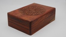 ♥ Cofanetto Portagioie design legno Scatola Vintage Mid Century Wood INDIA ARTS