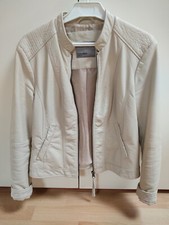 giacca in finta pelle da donna, colore beige, taglia M, usata pochissimo
