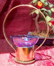 Portacandela vintage in vetro blu anni '70, decorazioni natalizie tema oro e blu