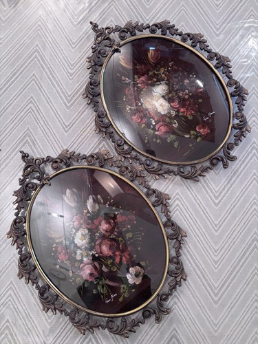 Coppia quadri ovali vintage