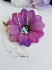 Collana Carrozza Di Cenerentola In argento E Metallo Con Cristalli blu