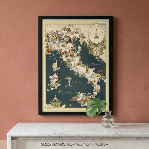 Mappa gastronomica italia 1949 - gastronomica,