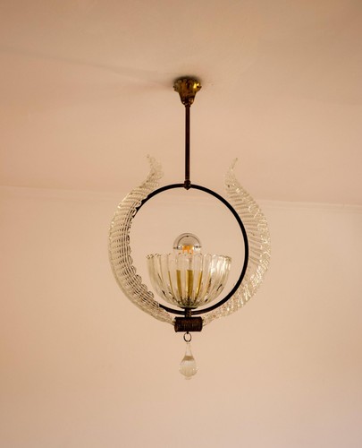 Lampadario vintage vetro di - lampadario,
