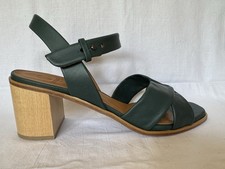 Sandali Coclico Bay 41 10 riviera verde incrociato cinturino alla caviglia tacco legno nuovi con scatola