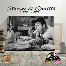 QUADRO Alberto Sordi attore mito Italia spaghetti STAMPA TELA CANVAS ristorante