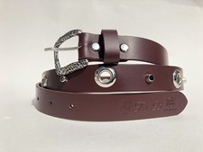 cintura donna cuoio bordeaux fibbia maculata occhielli+rivetti altezza 2.5 cm