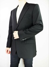 HUGO BOSS Selection GILBERT / TOWER Giacca da abito in lana nera a righe...